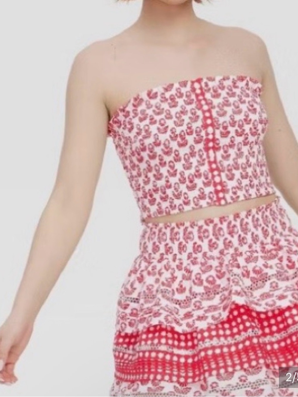 Roller Rabbit White and Red Smocked Floral Camisole